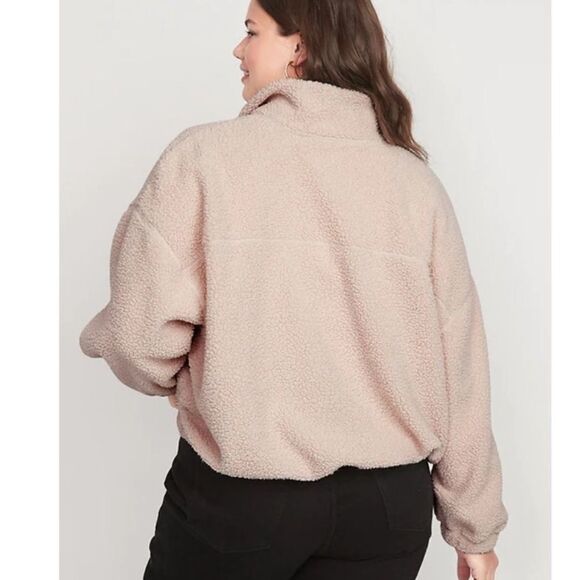 NWT! Old Navy Light Pink Women’s Slouchy Sherpa Zip Jacket - Size 3X - Picture 4 of 4